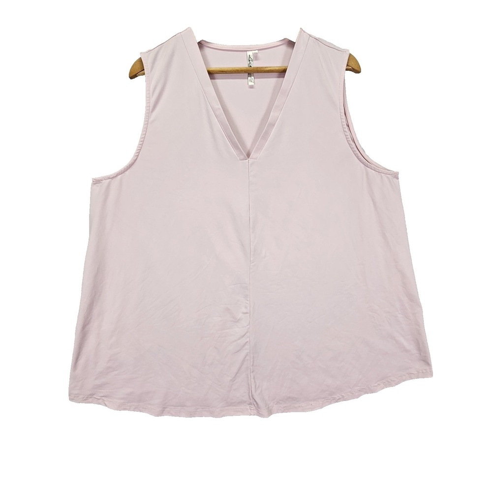 Lulu B Women Nylon Spandex V-Neck Sleeveless Top 1X Pink Pickleball UPF